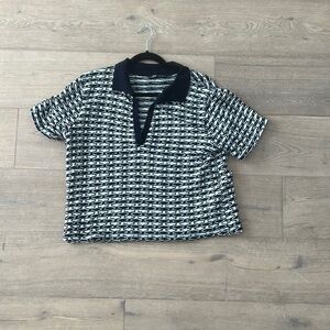 Blue and white Zara linen top